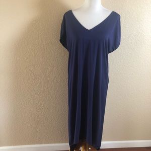 New Micheal Stars V-Neck Midi Maxi Shift Dress Size S Navy Blue